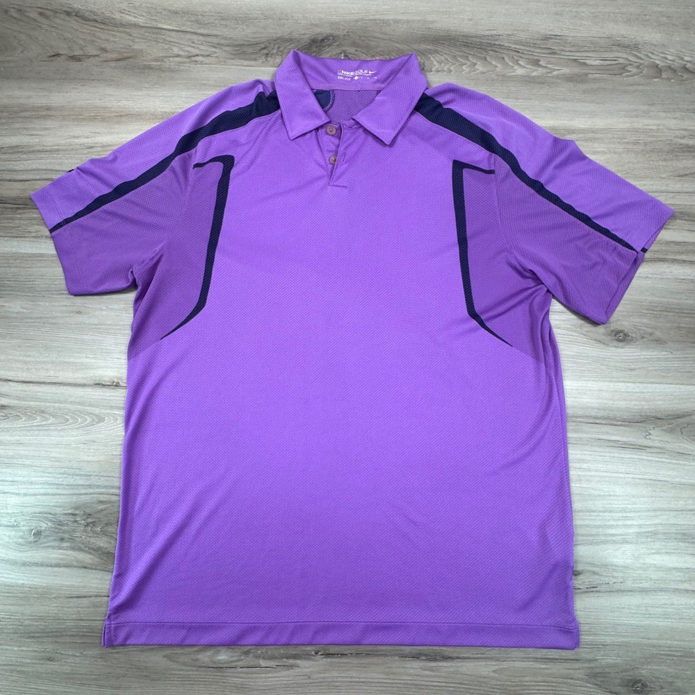 Nike Golf Dri-FIT Polo Shirt Mens XL Purple Navy Colorblock The Hawthorns Crest